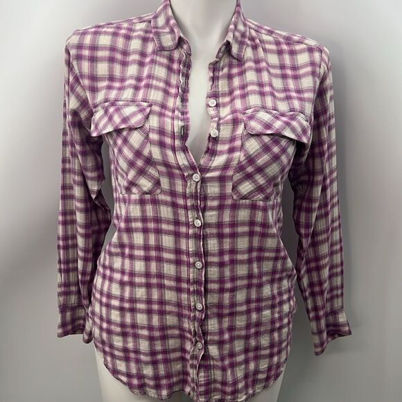 CAbi médium plaid long sleeve with adjustable tie in back - Picture 2 of 6